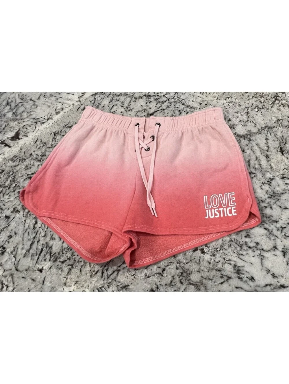 Justice Active Girls Hombre Logo Lace Up Elastic Waist Dolphin Shorts Size 14/16